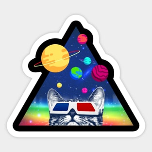 Planetary 3D Cat Sticker